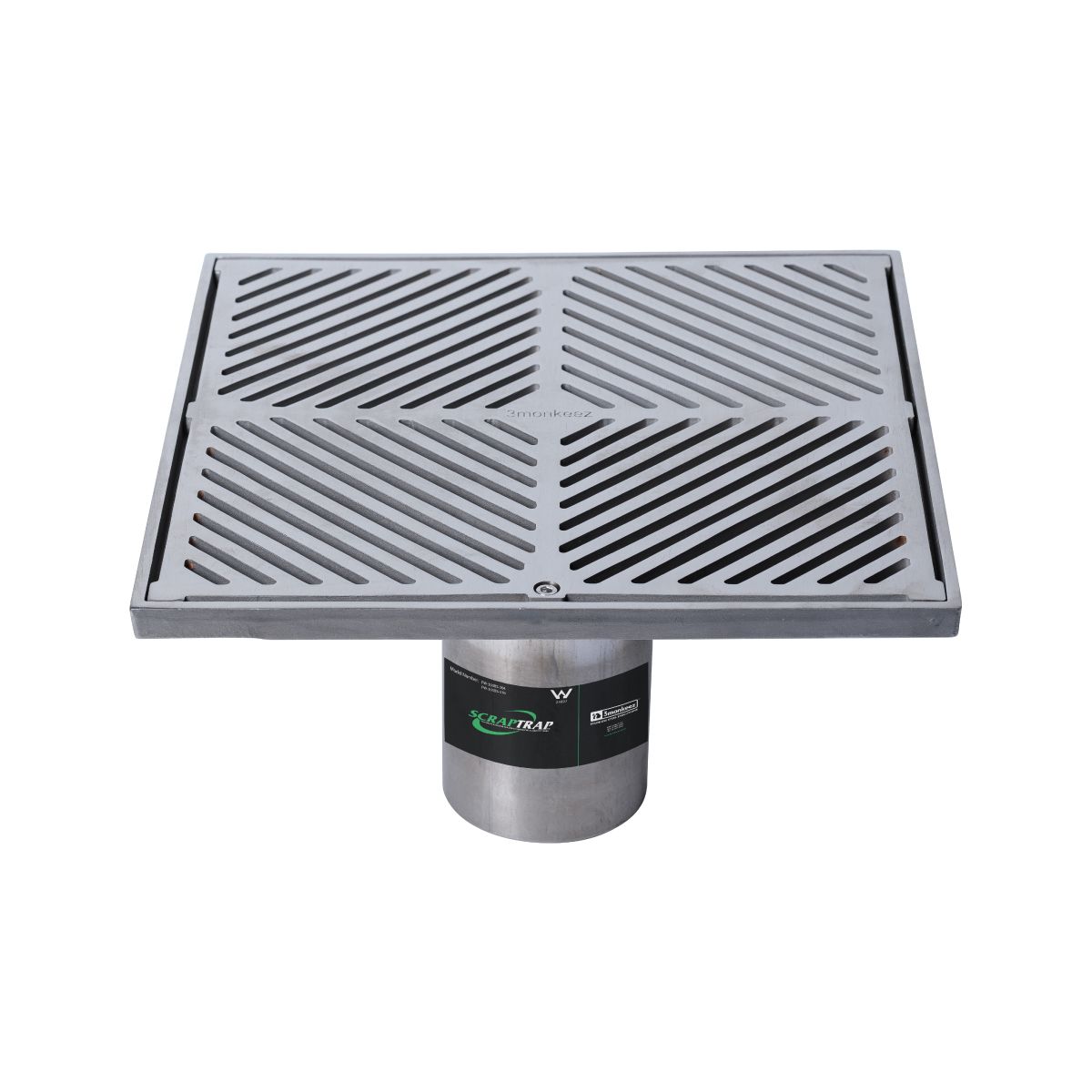 300mm Square Floor Waste Arrestor 304 Grade S/S (suits 100mm pipe) (Heel Proof)
