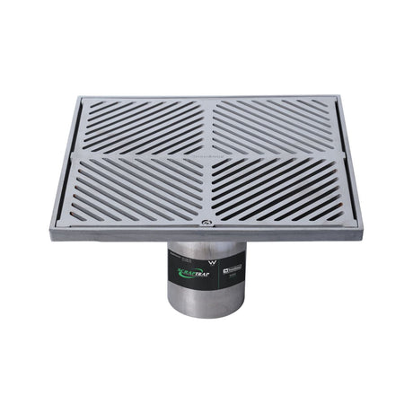 300mm Square Floor Waste Arrestor 304 Grade S/S (suits 100mm pipe) (Heel Proof)