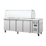 Polar U-Series Refrigerated GN Counter Saladette with Sneeze Guard - 4 Door