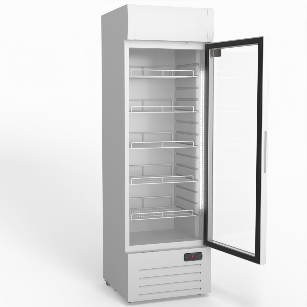 AG 383L Upright Glass Door Display/Drinks Fridge - White with Light Box