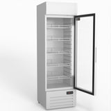 AG 383L Upright Glass Door Display/Drinks Fridge - White with Light Box