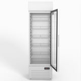 AG 383L Upright Glass Door Display/Drinks Fridge - White with Light Box