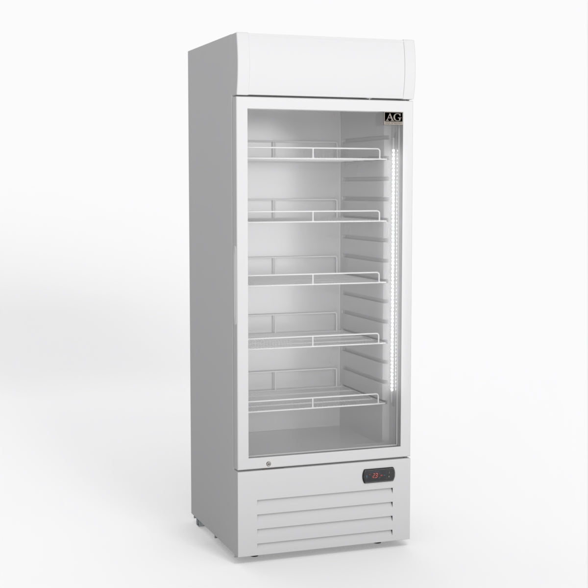 AG 515L Upright Glass Door Display/Drinks Fridge - White with Light Box