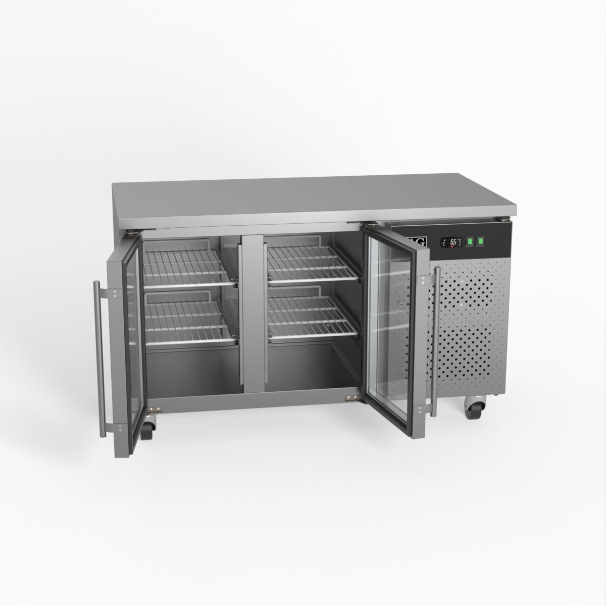 AG Commercial Two Glass Door Worktop / Under Bench Display Fridge 700mm Depth