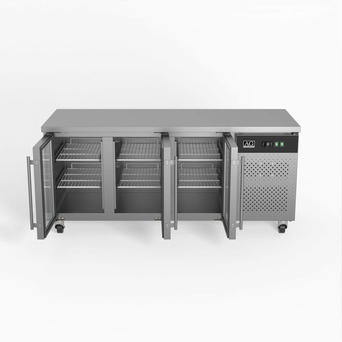 AG Three Door Commercial Glass Door Worktop / Under Bench Display Fridge 700mm Depth   GNX3100TNG