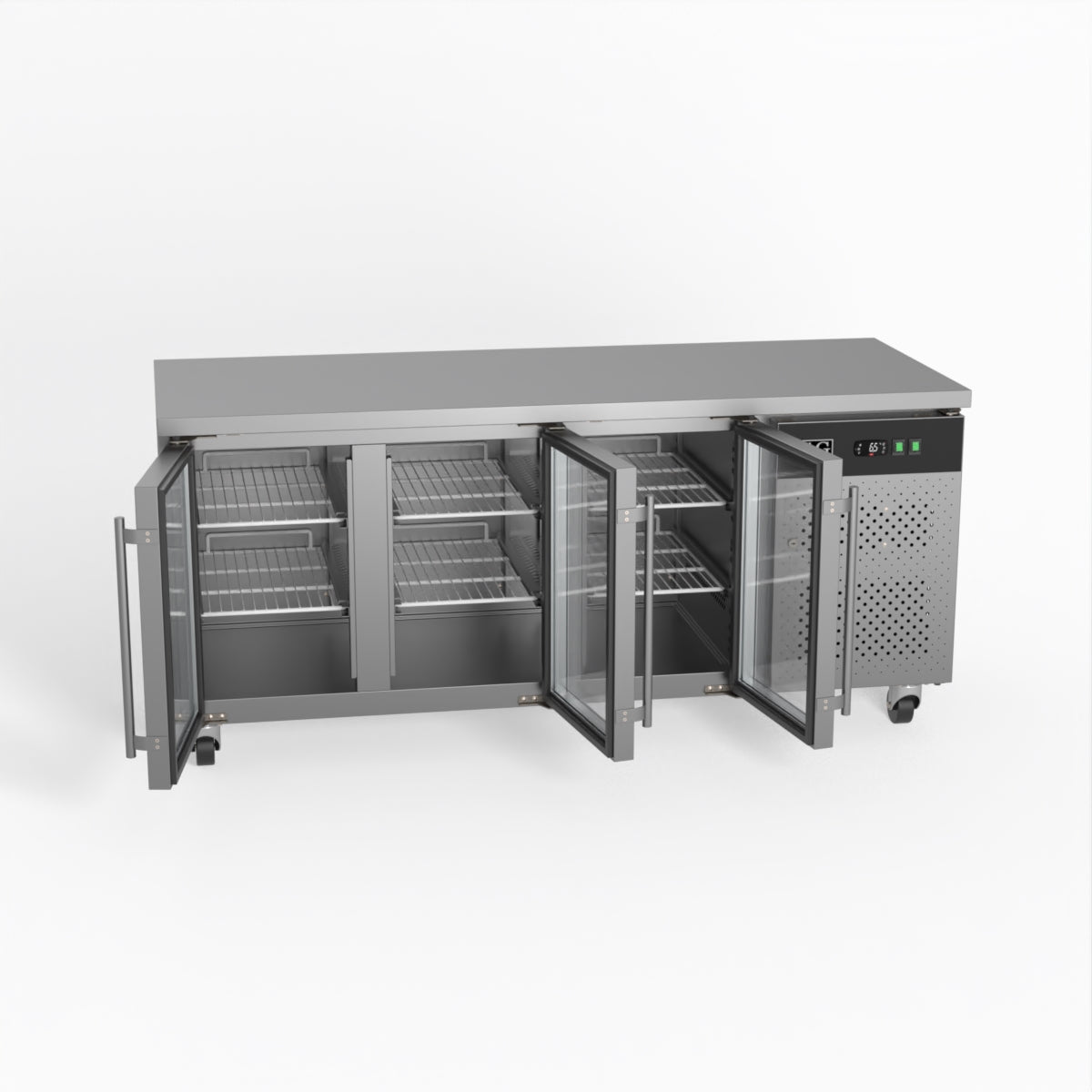 AG Three Door Commercial Glass Door Worktop / Under Bench Display Fridge 700mm Depth   GNX3100TNG