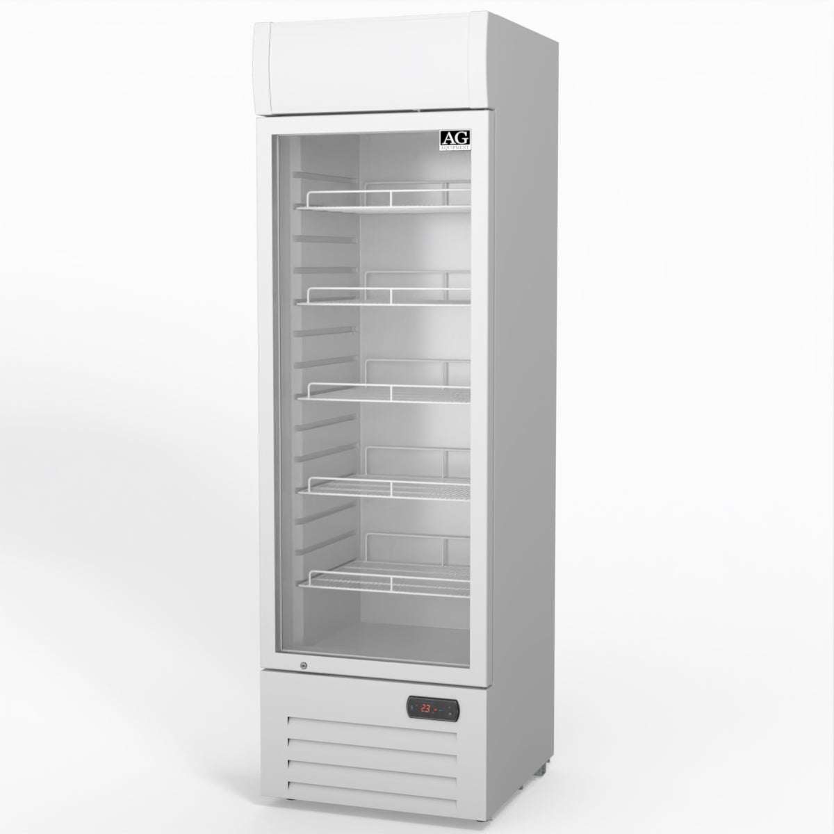 AG 383L Upright Glass Door Display/Drinks Fridge - White with Light Box