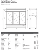 Bromic UF1980GDL-NR Upright Display Freezer 1980L – 3 Door – Flat Glass – (5 year warranty)