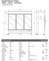 Bromic UC1980GDL-NR Upright Display Fridge 1980L – 3 Door – Flat Glass – Lightbox  (5 year warranty)