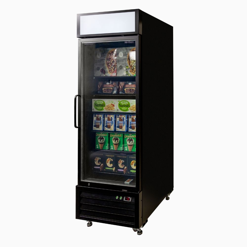 Bromic UF0550GDL-NR Upright Display Freezer 546L – 1 Door – Flat Glass – Lightbox (5 year warranty)