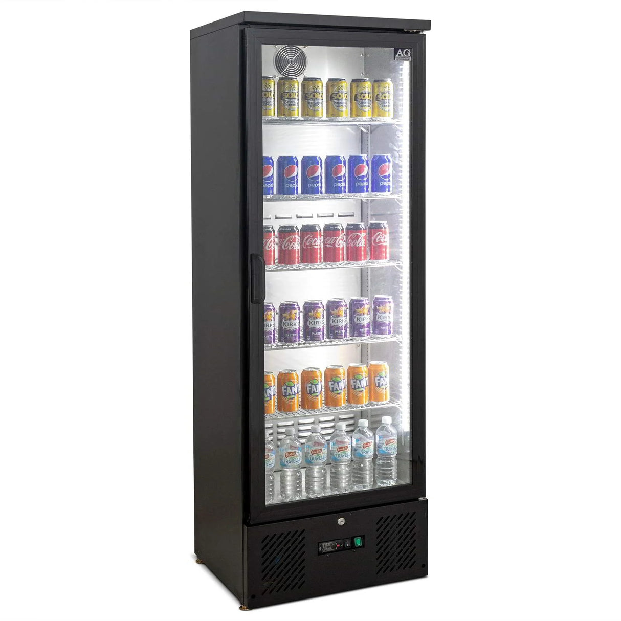 300L Upright Glass Door Display / Backbar Fridge - Black   B300G
