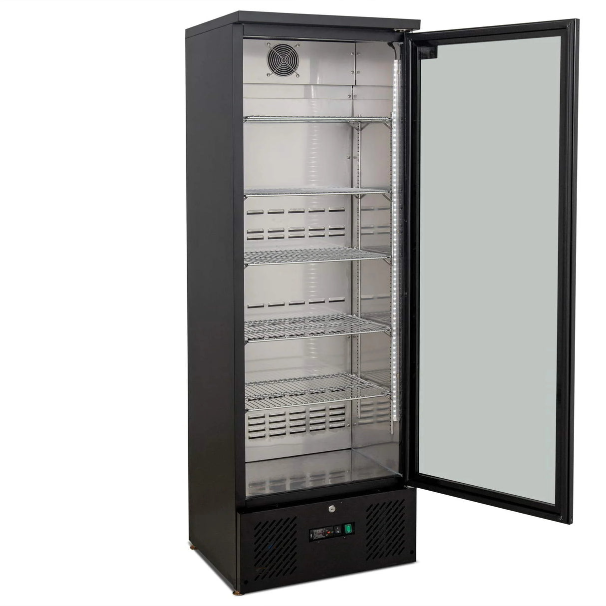 300L Upright Glass Door Display / Backbar Fridge - Black   B300G