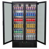 477L Upright Double Glass Door Display / Backbar Fridge - Black   B500G