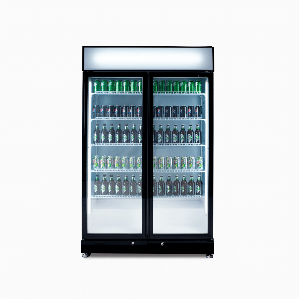 Bromic Upright Display Fridge - 885L - 2 Doors - Flat Glass - Black  (5 Years Warranty)