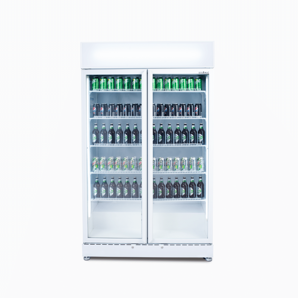 Bromic Upright Display Fridge - 885L - 2 Doors - Flat Glass - White  (5 Years Warranty)