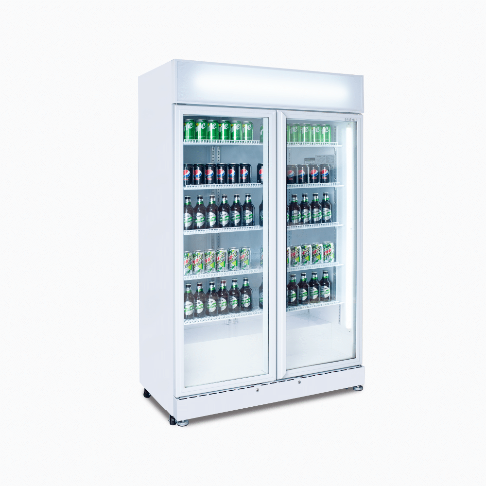 Bromic Upright Display Fridge - 885L - 2 Doors - Flat Glass - White  (5 Years Warranty)