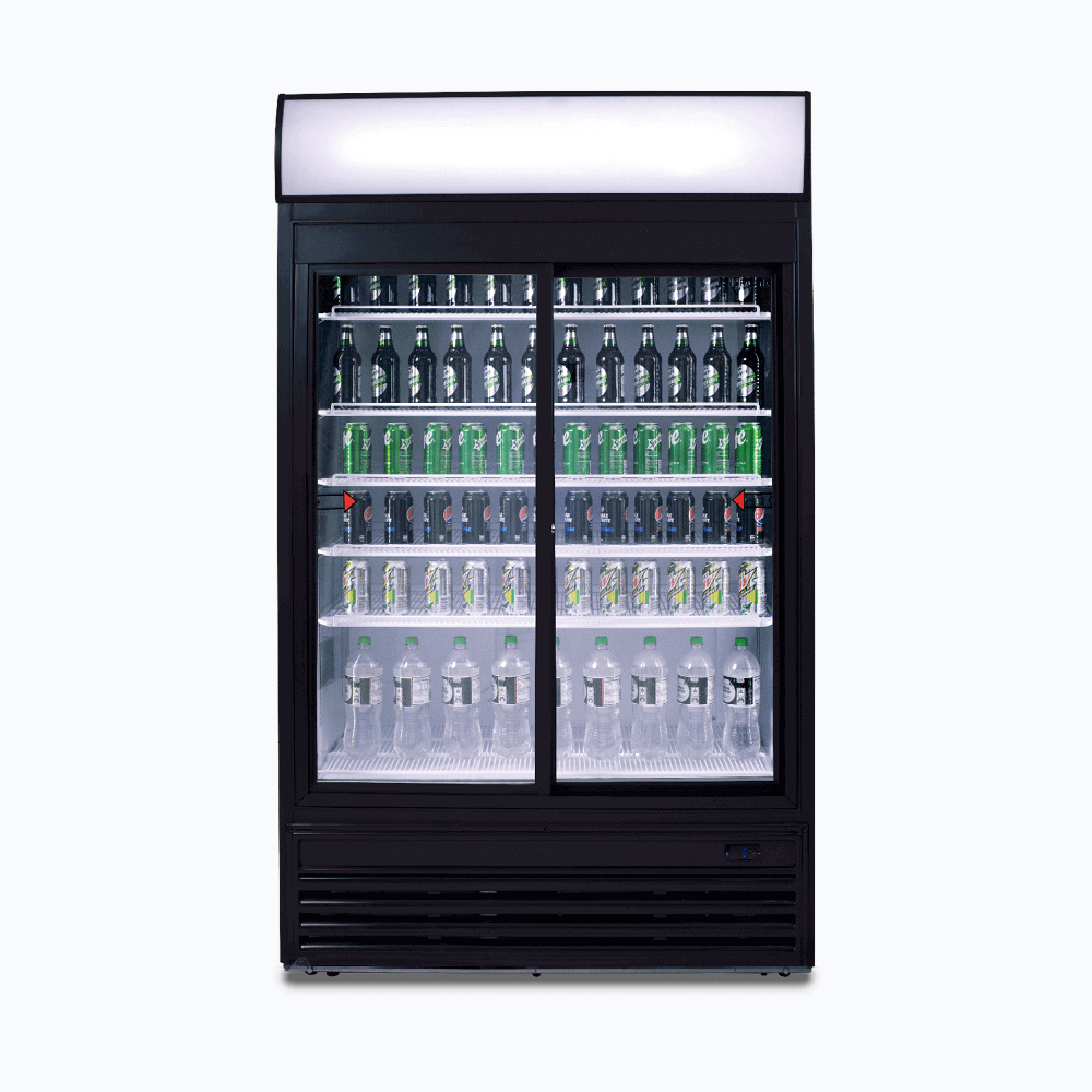 Bromic Upright Display Fridge  - 945L - 2 Doors - Sliding - Flat Glass - Lightbox  (5 Years Warranty)