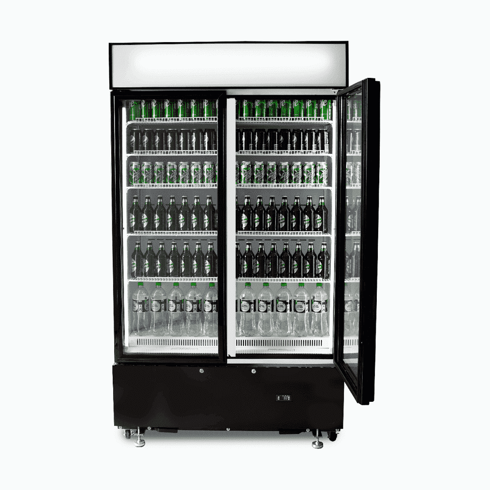 Bromic Upright Display Fridge - 960L - 2  Doors - Flat Glass - Cassette - Black  (5 Years Warranty)