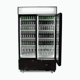Bromic Upright Display Fridge - 960L - 2  Doors - Flat Glass - Cassette - Black  (5 Years Warranty)