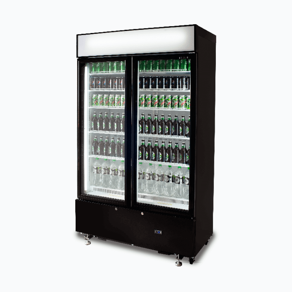 Bromic Upright Display Fridge - 960L - 2  Doors - Flat Glass - Cassette - Black  (5 Years Warranty)