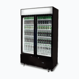 Bromic Upright Display Fridge - 960L - 2  Doors - Flat Glass - Cassette - Black  (5 Years Warranty)