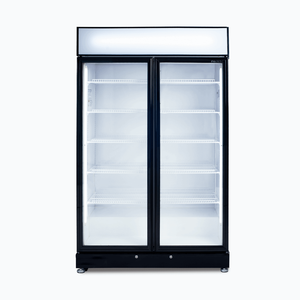 Bromic Upright Display Fridge - 885L - 2 Doors - Flat Glass - Black  (5 Years Warranty)
