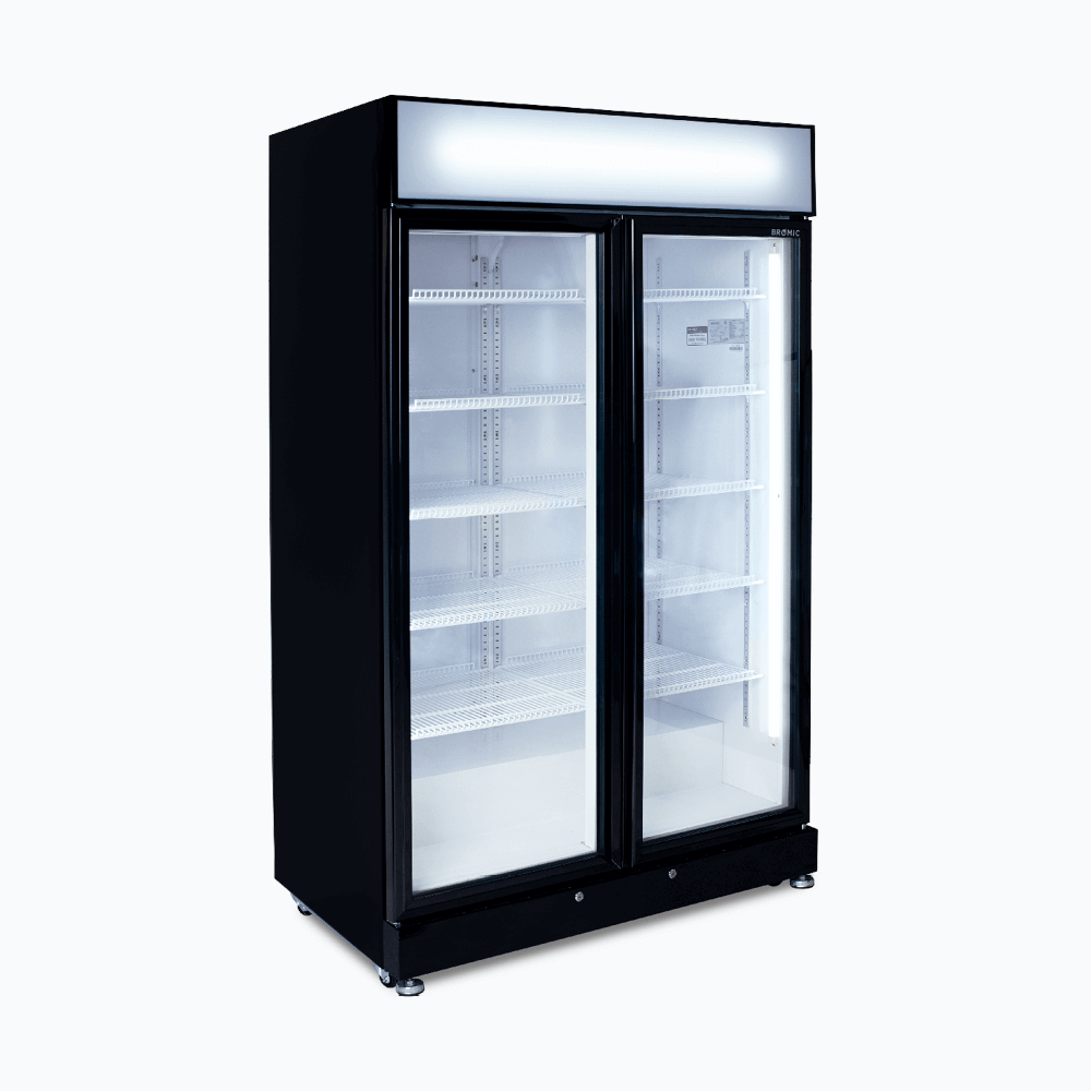 Bromic Upright Display Fridge - 885L - 2 Doors - Flat Glass - Black  (5 Years Warranty)