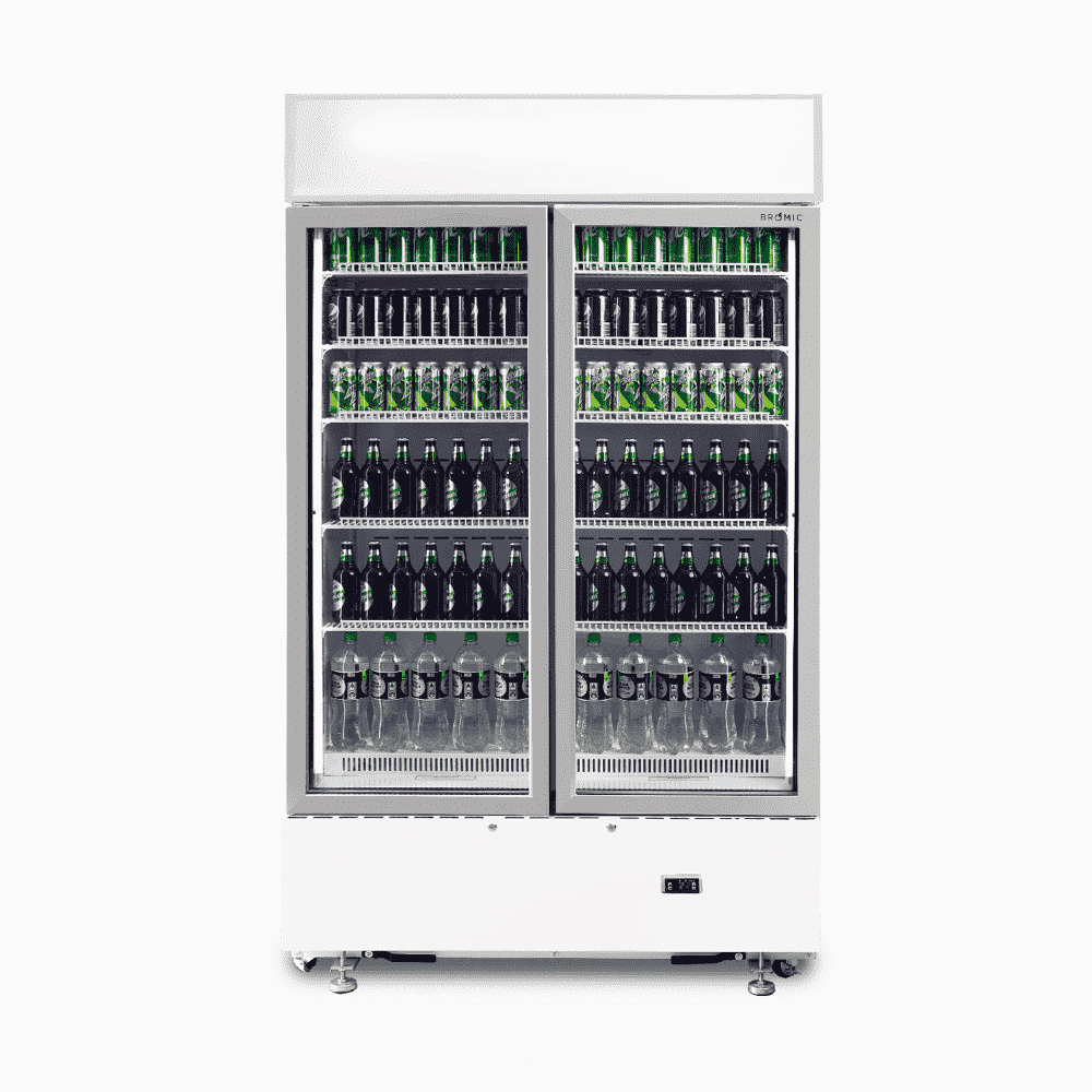 Bromic Upright Display Fridge - 960L - 2 Doors - Flat Glass - Cassette - White  (5 Years Warranty)