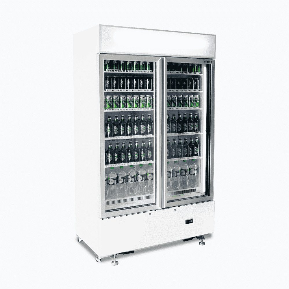 Bromic Upright Display Fridge - 960L - 2 Doors - Flat Glass - Cassette - White  (5 Years Warranty)