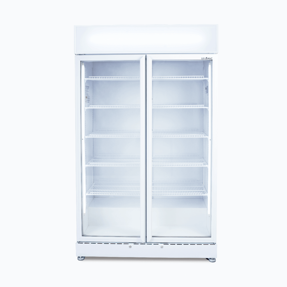 Bromic Upright Display Fridge - 885L - 2 Doors - Flat Glass - White  (5 Years Warranty)