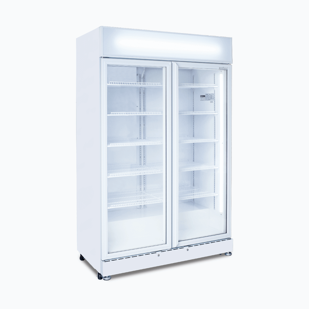 Bromic Upright Display Fridge - 885L - 2 Doors - Flat Glass - White  (5 Years Warranty)
