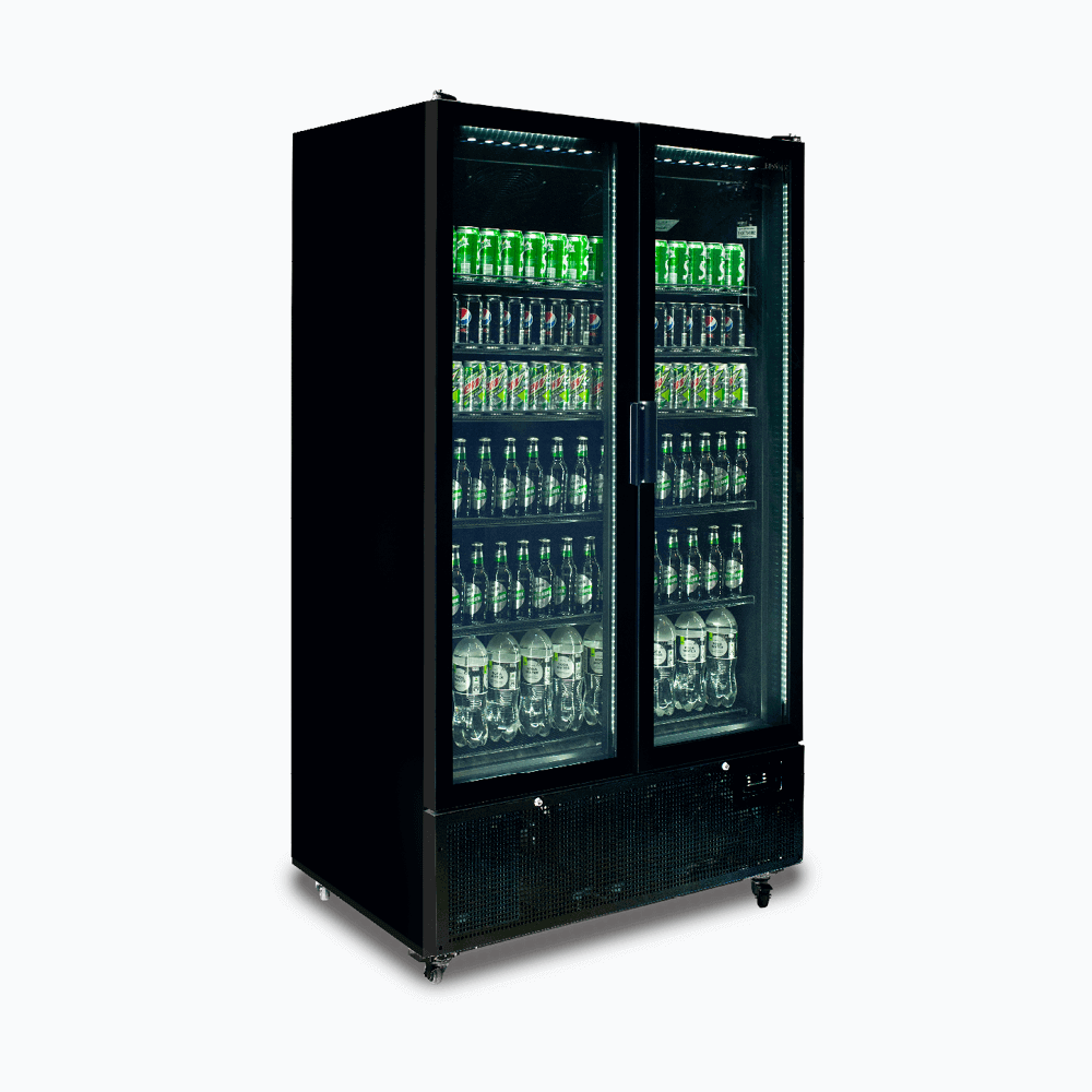 Bromic Upright Display Fridge - 1126L - 2 Door - Flat Glass - Black  (5 Years Warranty)