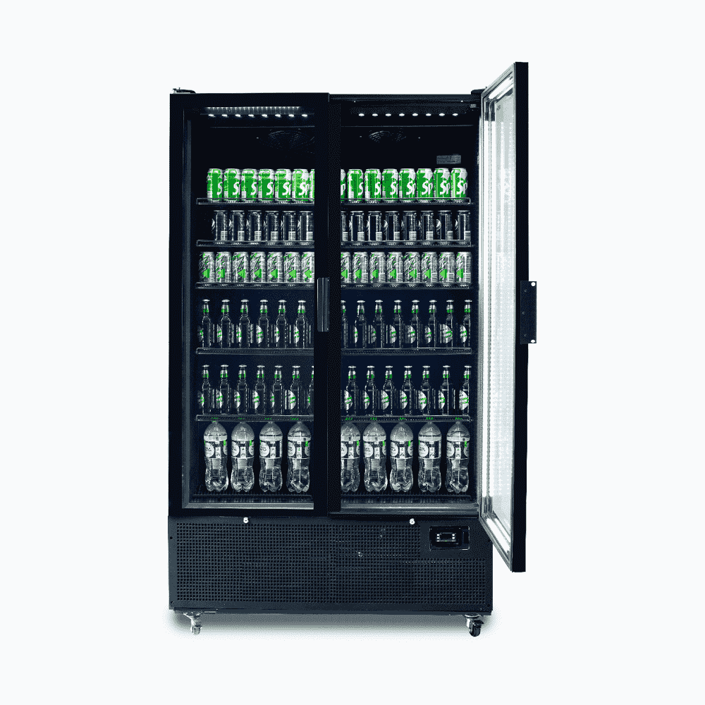 Bromic Upright Display Fridge - 1126L - 2 Door - Flat Glass - Black  (5 Years Warranty)
