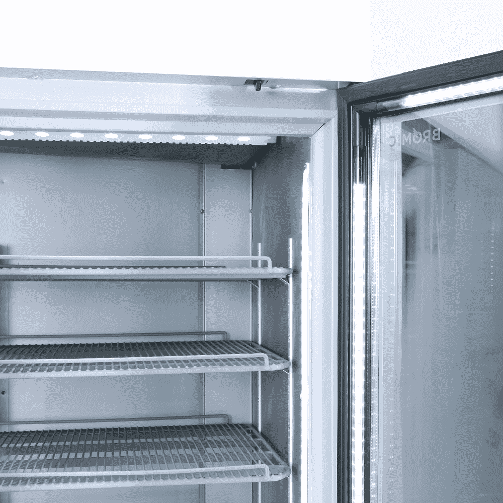 Bromic Upright Display Fridge - 1082L - 2 Door - Flat Glass - Lightbox - Black  (5 Years Warranty)