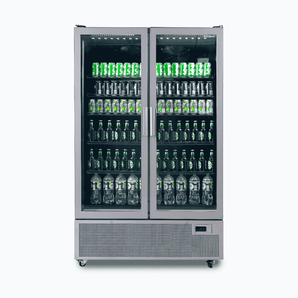Bromic Upright Display Fridge - 1126L - 2 Door - Flat Glass - Silver  (5 Years Warranty)