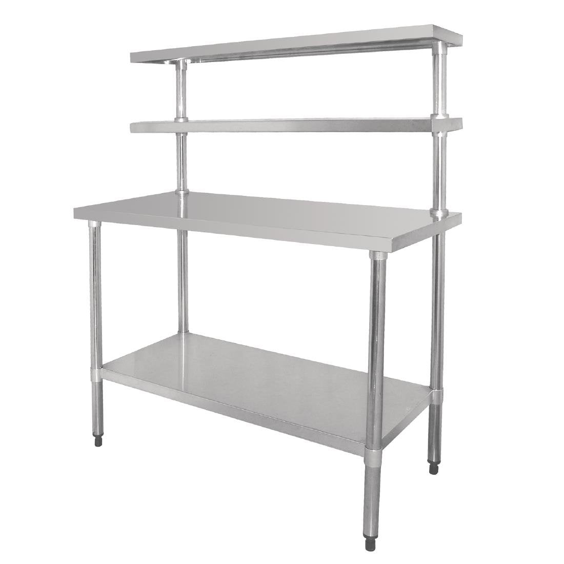 Vogue Table with Gantry Shelf St/St - 1500x1800x600mm