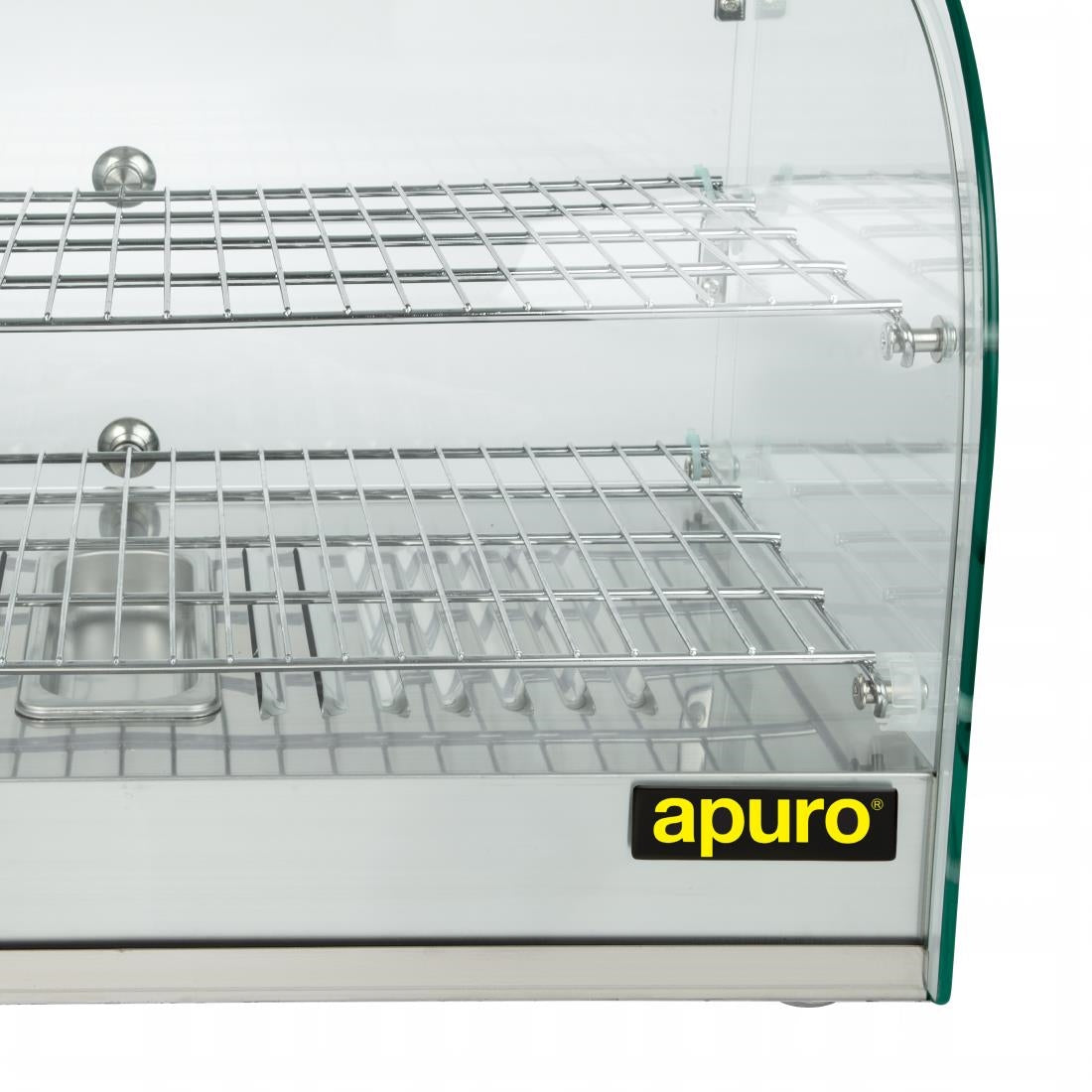 Apuro Pastry Heated Showcase Curved Glass w/Hinged Rear Doors 2 Shelves 45Ltr