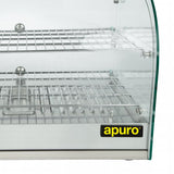 Apuro Pastry Heated Showcase Curved Glass w/Hinged Rear Doors 2 Shelves 45Ltr