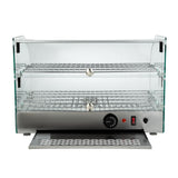 Apuro Pastry Heated Showcase Curved Glass w/Hinged Rear Doors 2 Shelves 45Ltr
