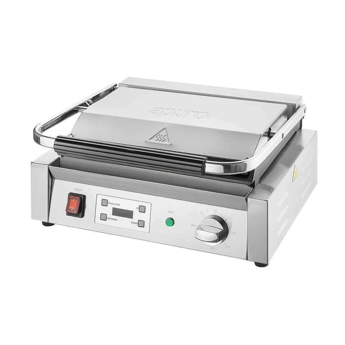 Apuro Extra Large Single Contact Grill Ribbed/Ribbed Plate