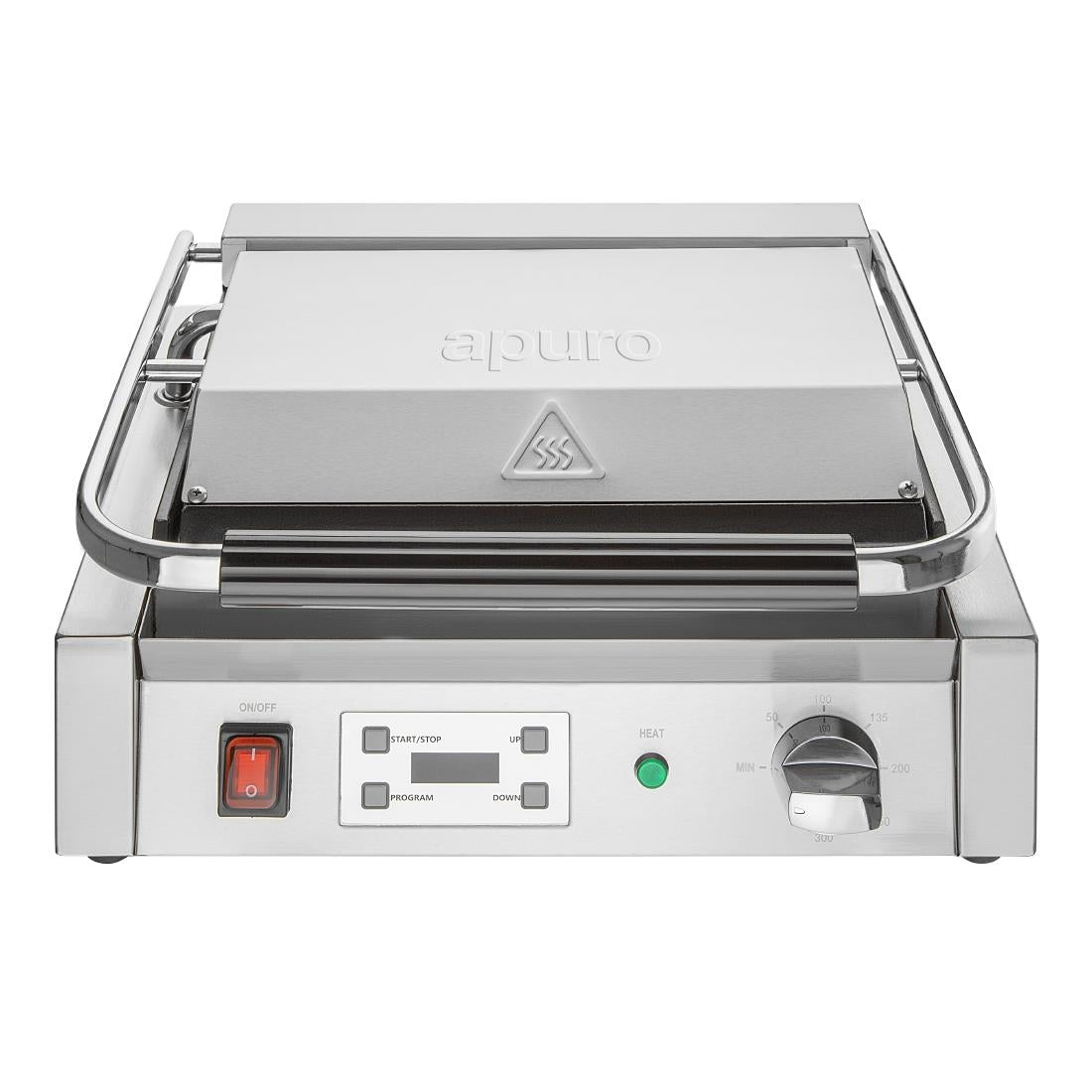 Apuro Extra Large Single Contact Grill Large Ribbed/Flat Plate