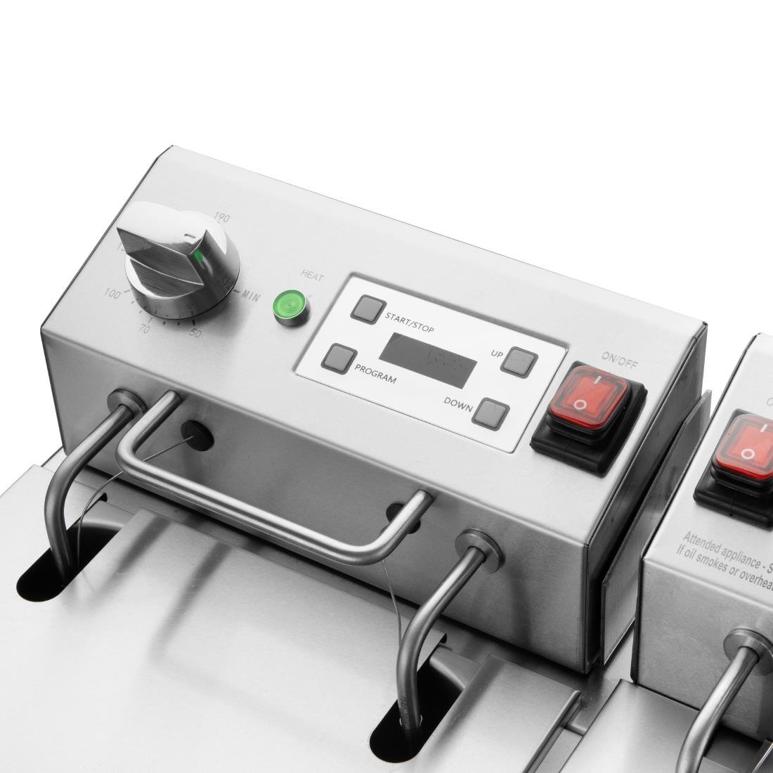 Apuro Double Electric Fryer with Timer - 2x8Ltr - 2x2.9kW