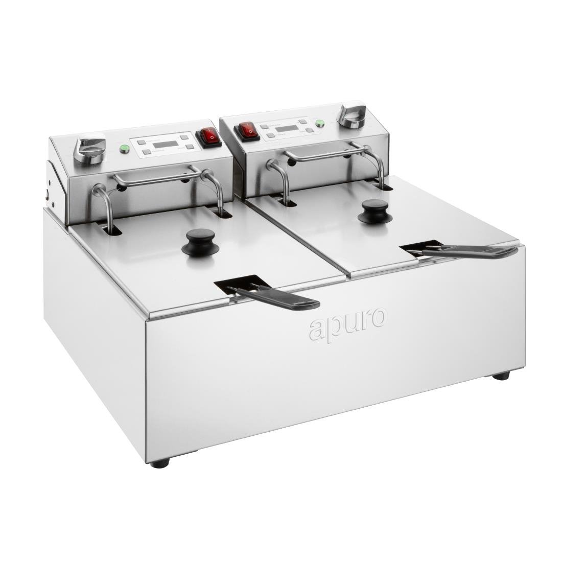 Apuro Double Electric Fryer with Timer - 5Ltr - 2x2.8kW