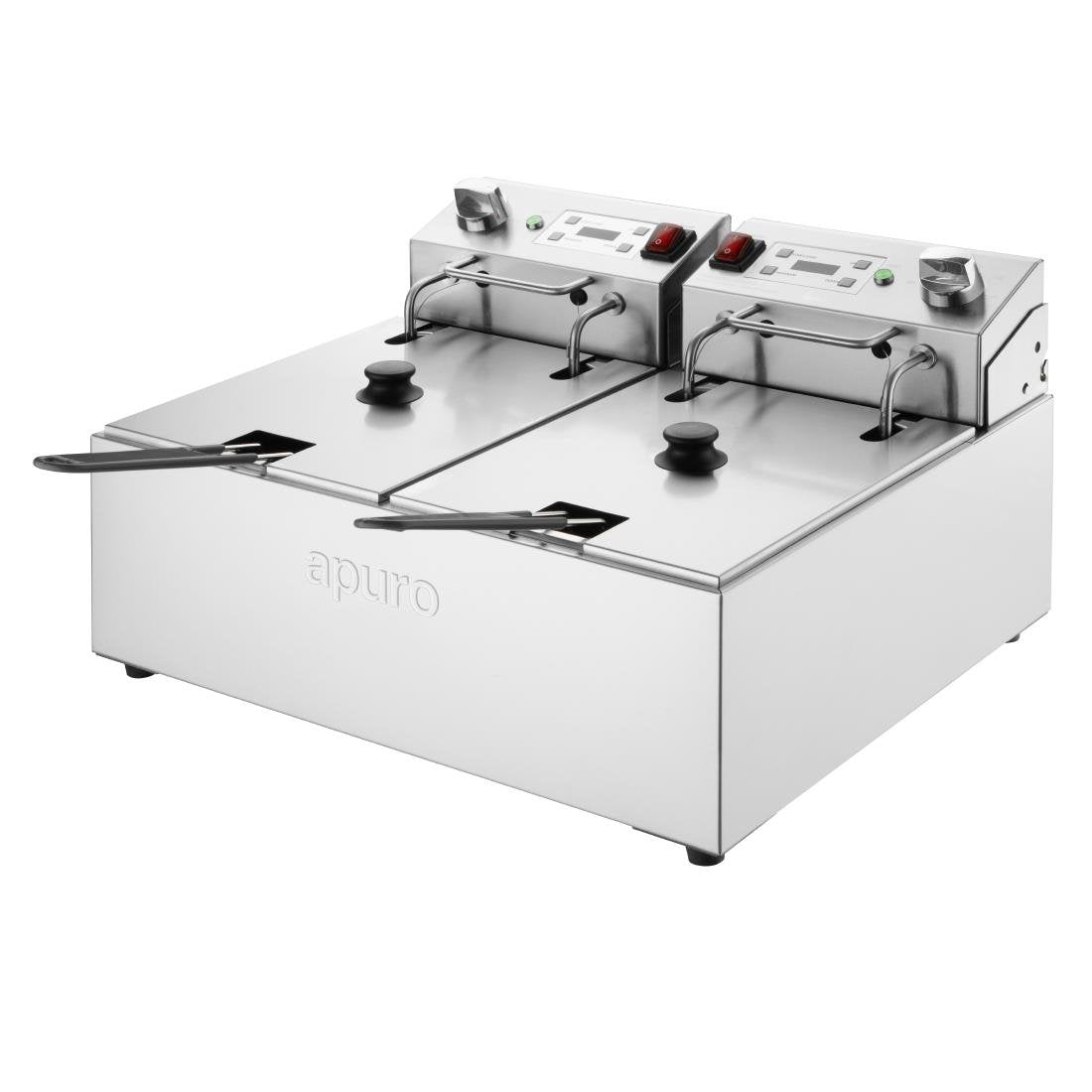 Apuro Double Electric Fryer with Timer - 5Ltr - 2x2.8kW