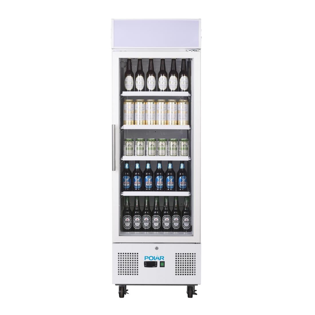 Polar G-Series Upright Display Fridge 218Ltr White