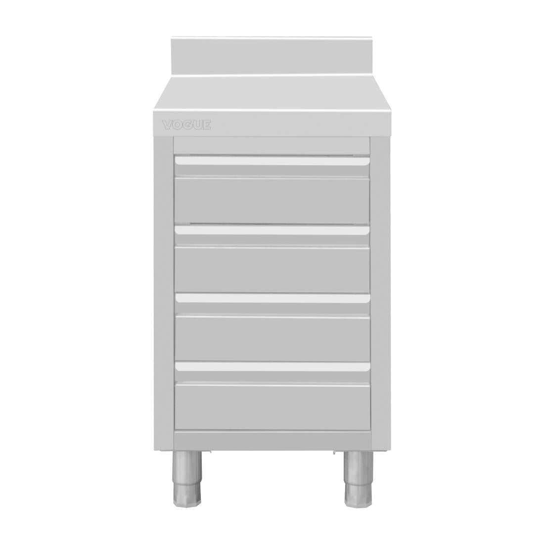 Vogue St/St 4 Drawer Workstation with 100mm Upstand - 900x700x500mm