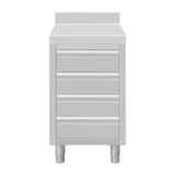 Vogue St/St 4 Drawer Workstation with 100mm Upstand - 900x700x500mm