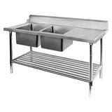 Modular Systems Stainless Steel Left Inlet Double Sink Dishwasher Bench 1800 x 700 x 900mm