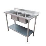 Economic 304 Grade SS Right Double Sink Bench 1800x600x900 with two 610x400x250 sinks 1800-6-DSBR