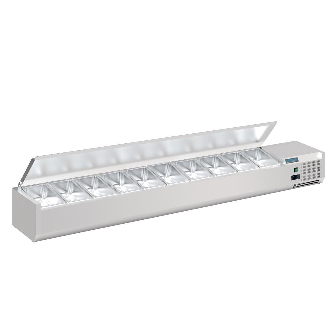 Polar G-Series Countertop Prep Fridge with Lid 10x 1/4GN with Hard Stainless Lid